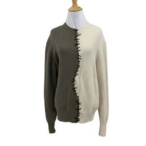 Interior NYC Sweater Womens S Small Two Tone Cashmere Jagged Pullover Ribbed